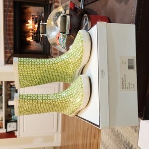 Coach Ursula Rain Boots Green/white Logo